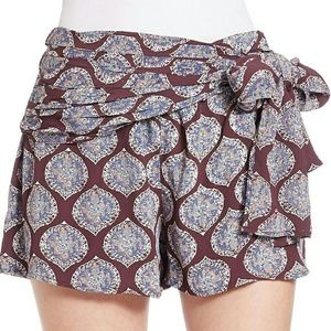 Free People All In A Dream Shorts High Waist Eggplant Paisley Print Size 8 NWT
